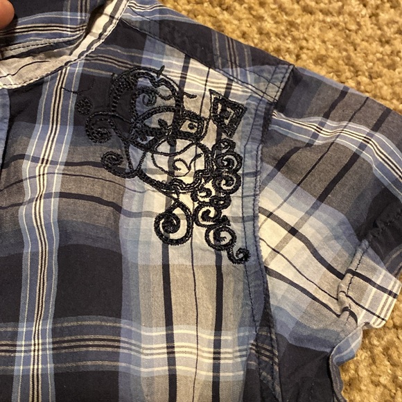 Girls size 18m 100% cotton Pearl snap embroidered plaid Western shirt - Picture 4 of 6